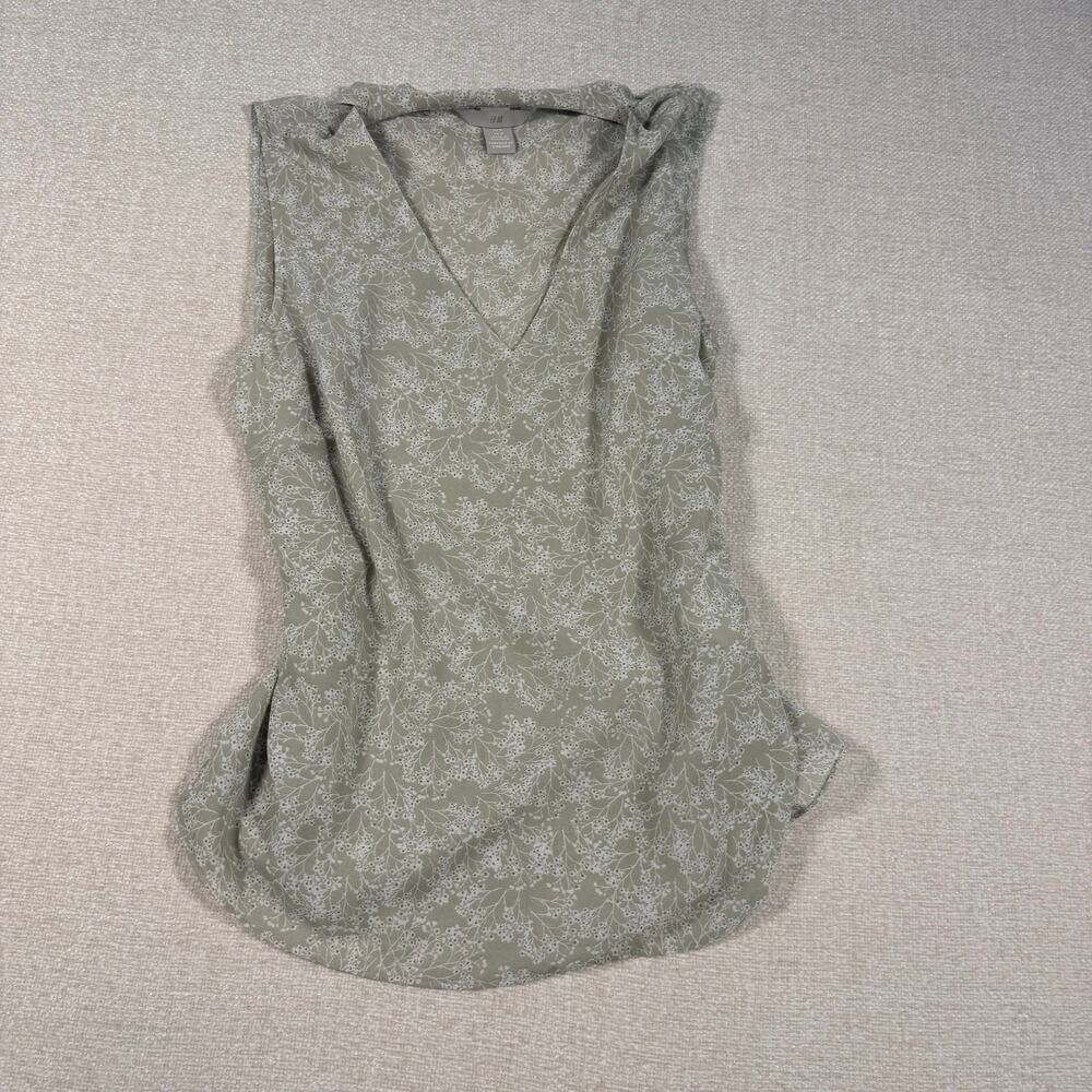 WOMEN'S FLOWY TOP SAGE GREEN H&M BOHO MEDIUM
